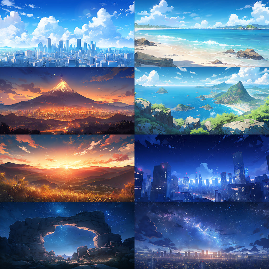 Distant view 100 background illustrations