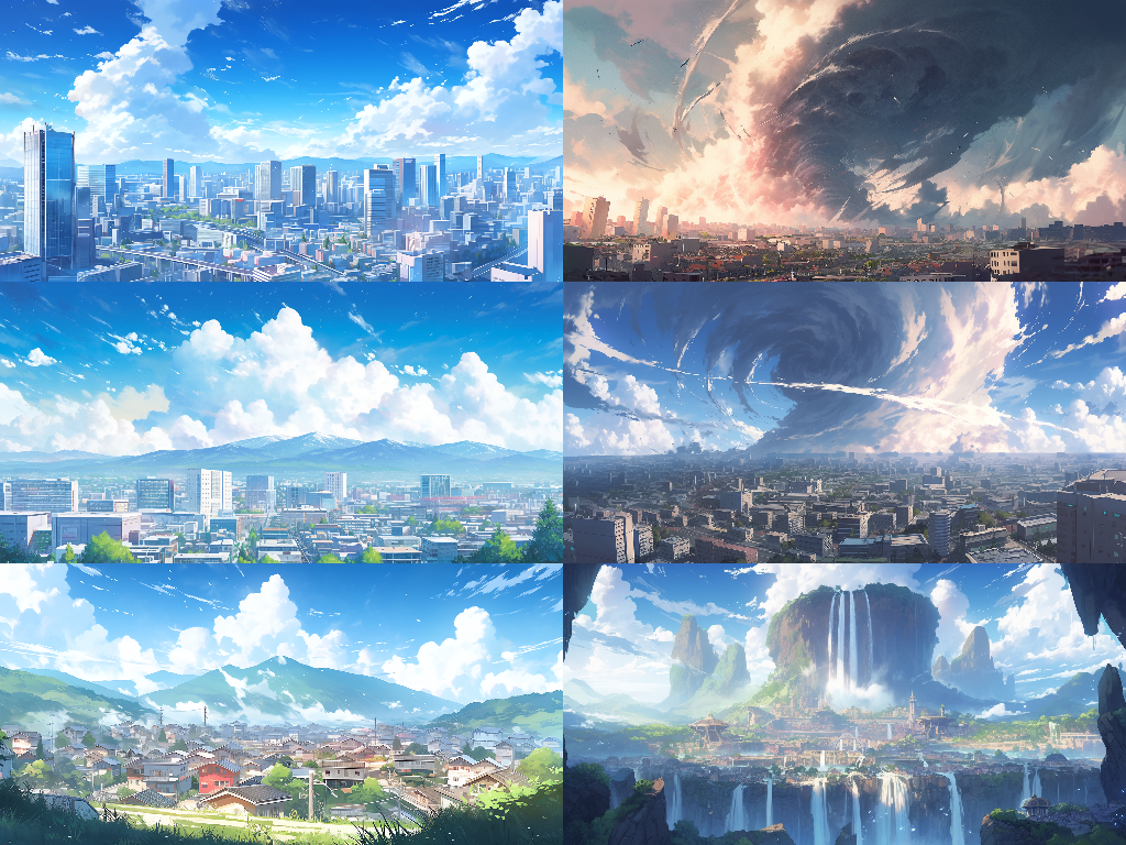 Distant view 100 background illustrations