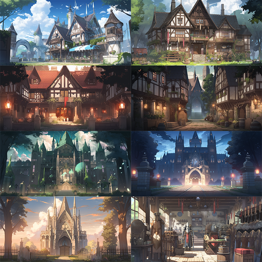 幻想小镇230张背景插图