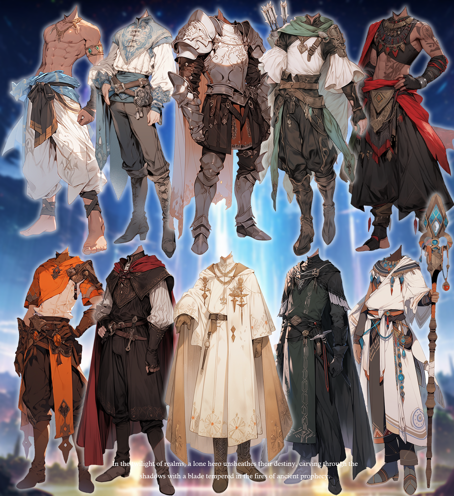 Fantasy 50 standing illustration (Male)