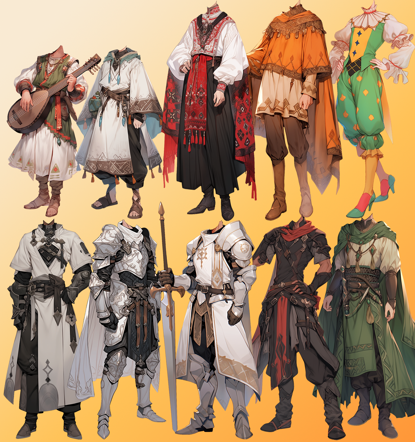 Fantasy 50 standing illustration (Male)
