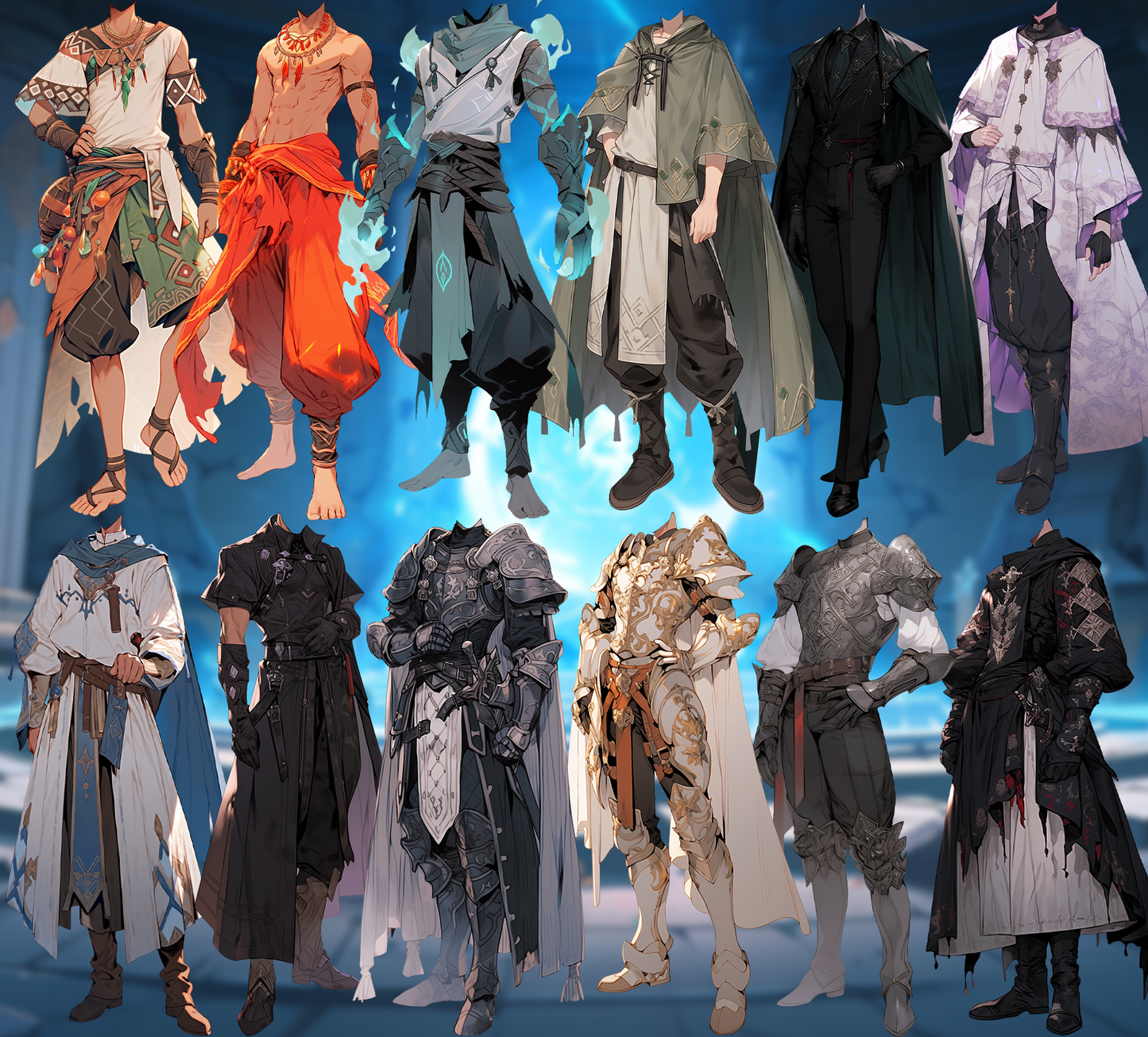 Fantasy 50 standing illustration (Male)