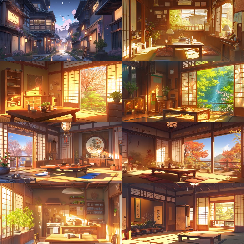 Japanese style 410 background illustrations