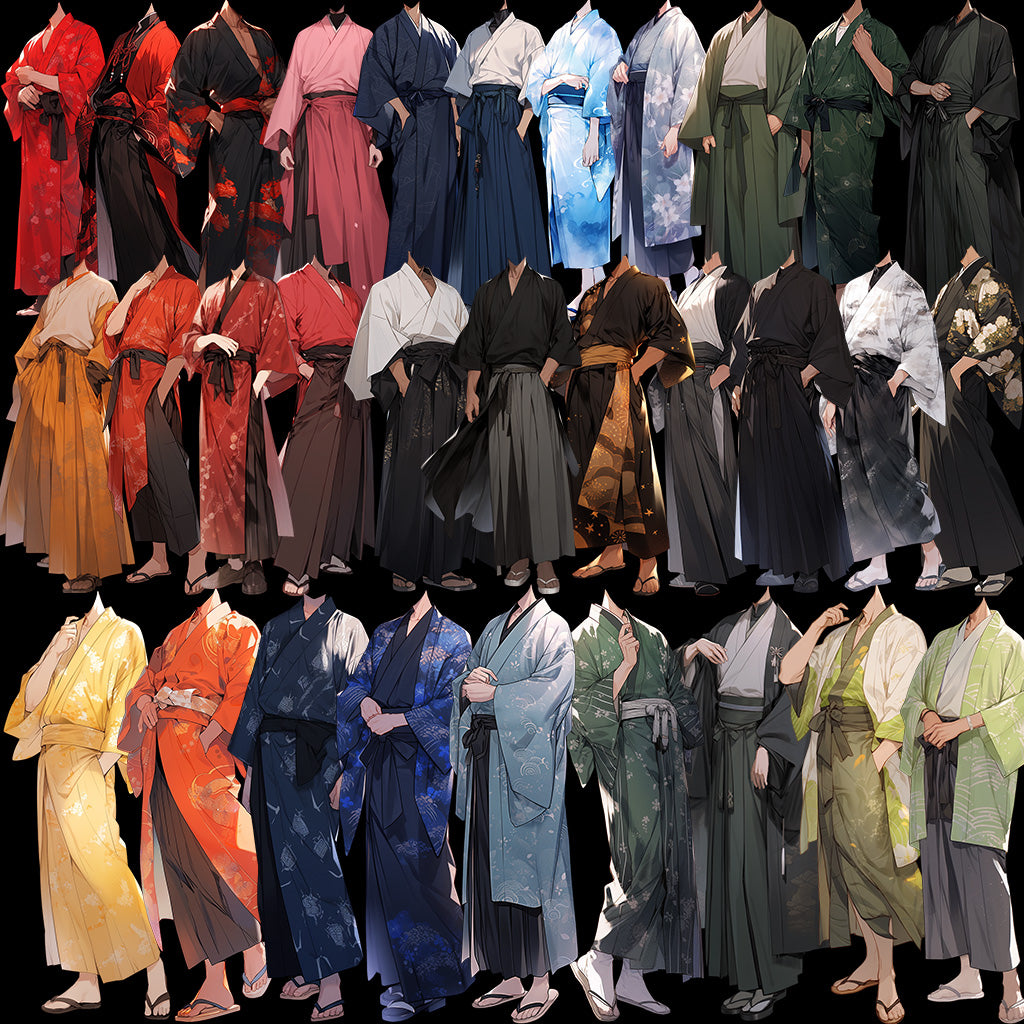 Japanese clothes 50 standing illustration (Male)