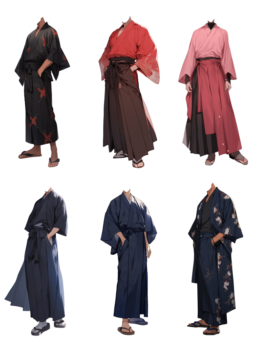 Japanese clothes 50 standing illustration (Male)