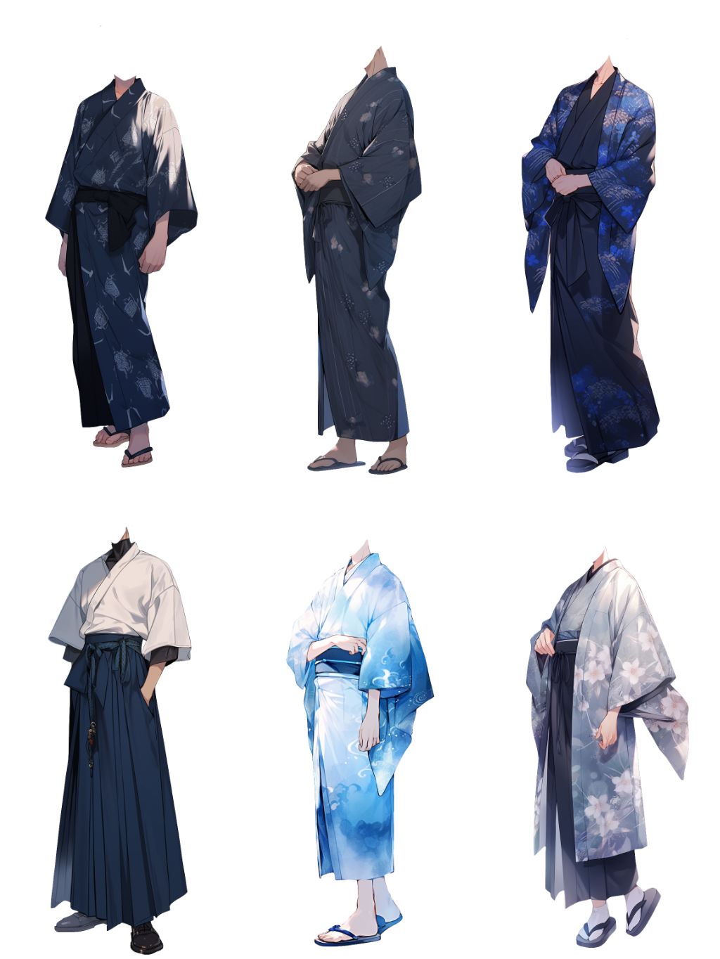 Japanese clothes 50 standing illustration (Male)