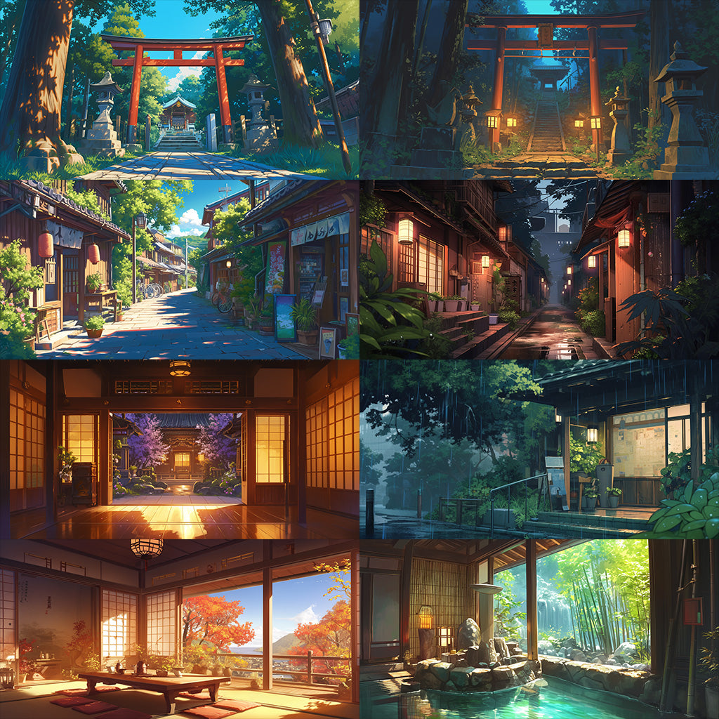 Japanese style 410 background illustrations