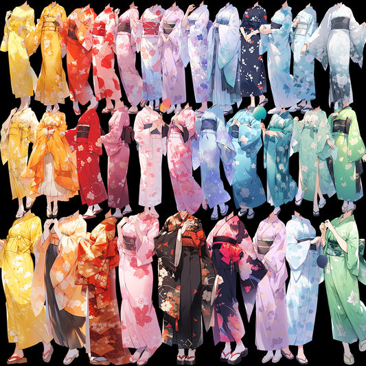 日式服装50站立插图(女性)