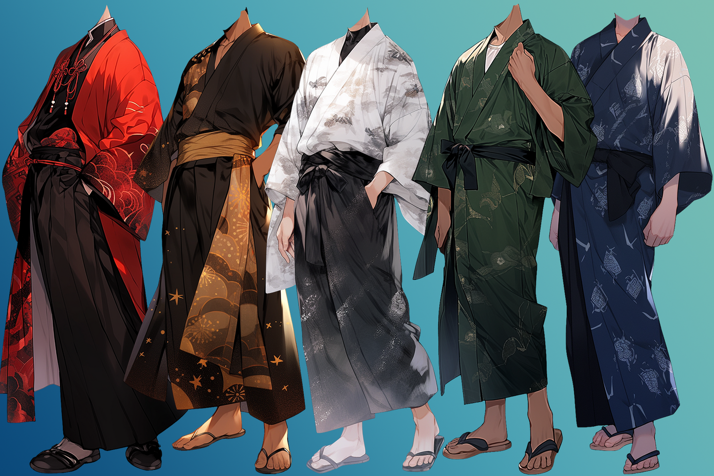 Japanese clothes 50 standing illustration (Male)