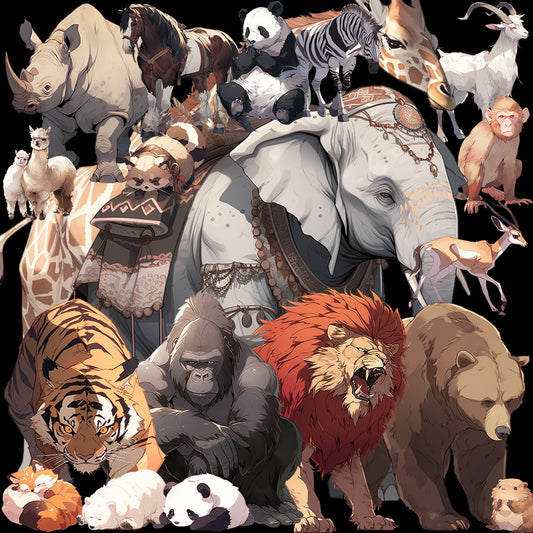 陆地动物 50 幅插图(透明 PNG)