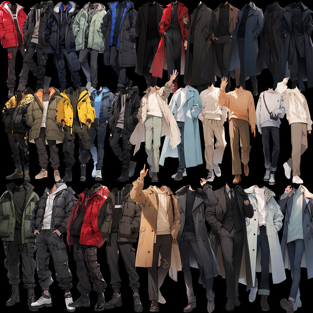 Winter clothes 50 standing illustration (Male)