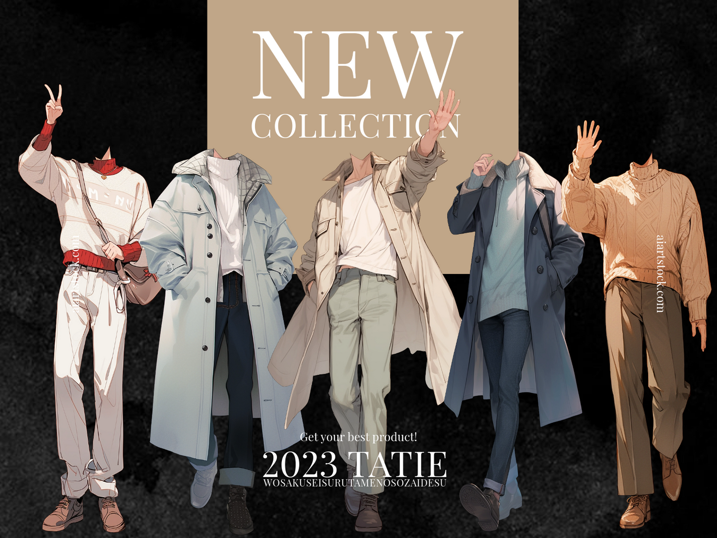 Winter clothes 50 standing illustration (Male)