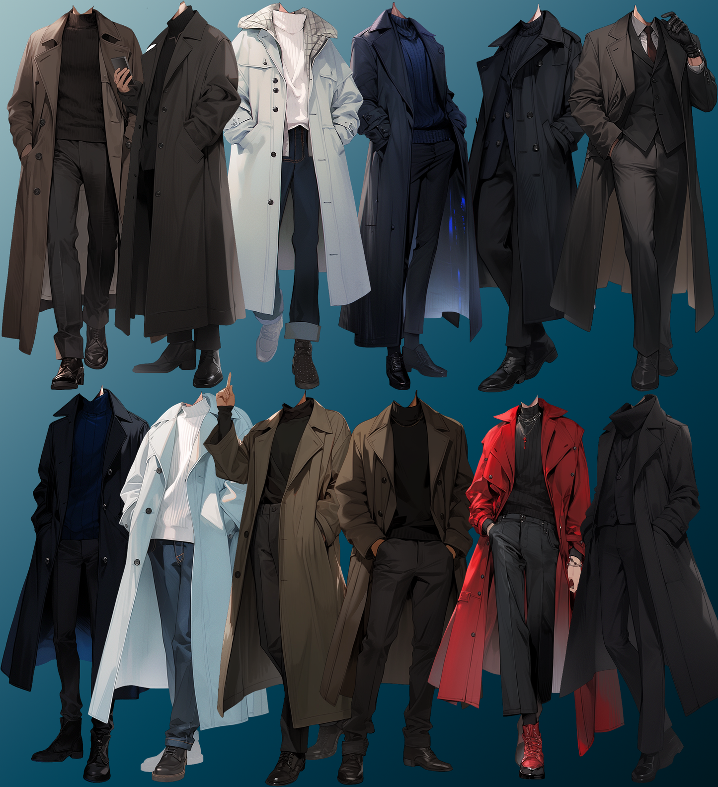 Winter clothes 50 standing illustration (Male)