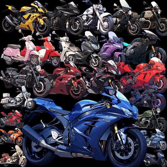 摩托车 50 幅插图(透明 PNG)