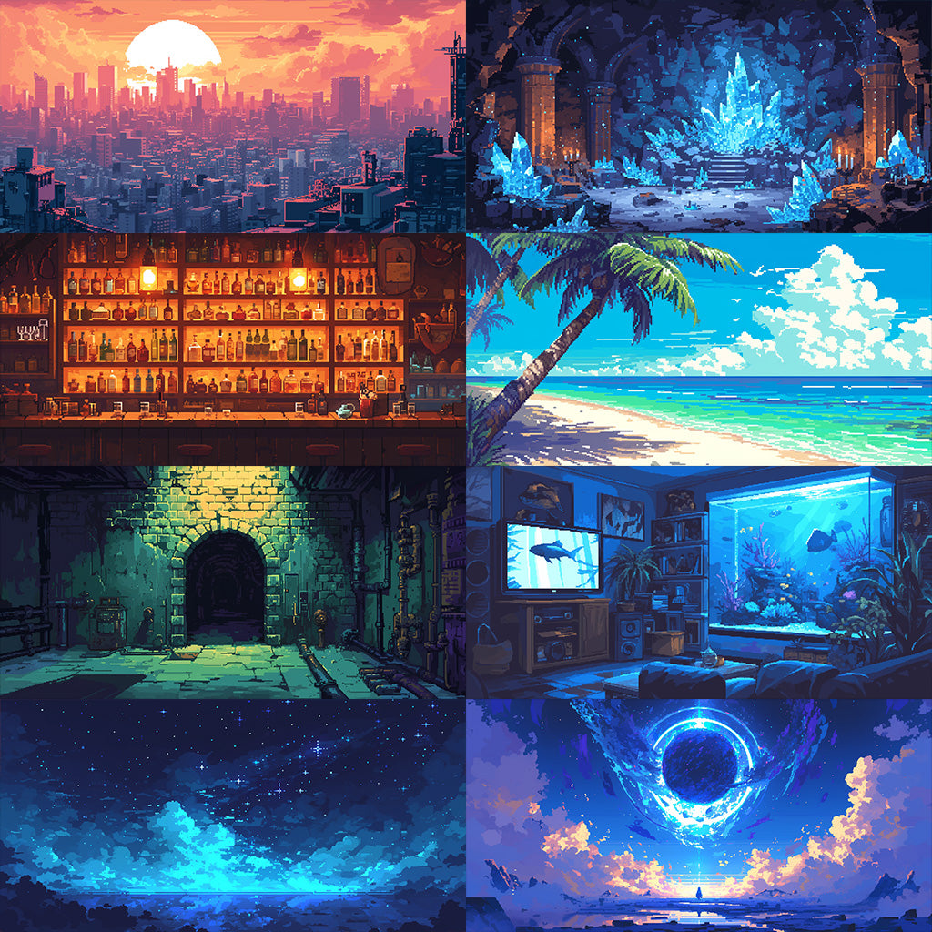 Pixelart background illustrations