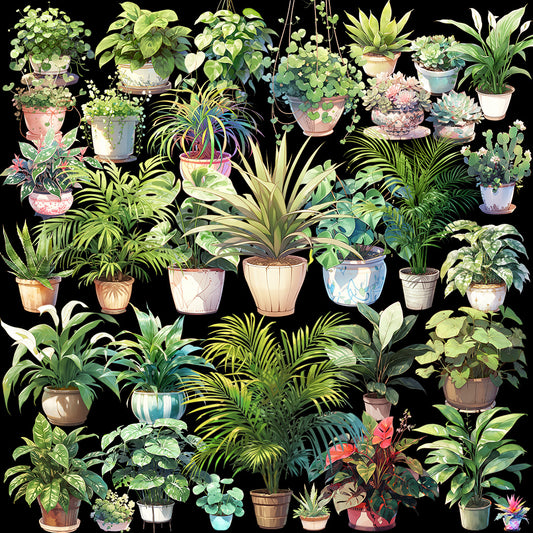 室内植物 50 幅插图(透明 PNG)