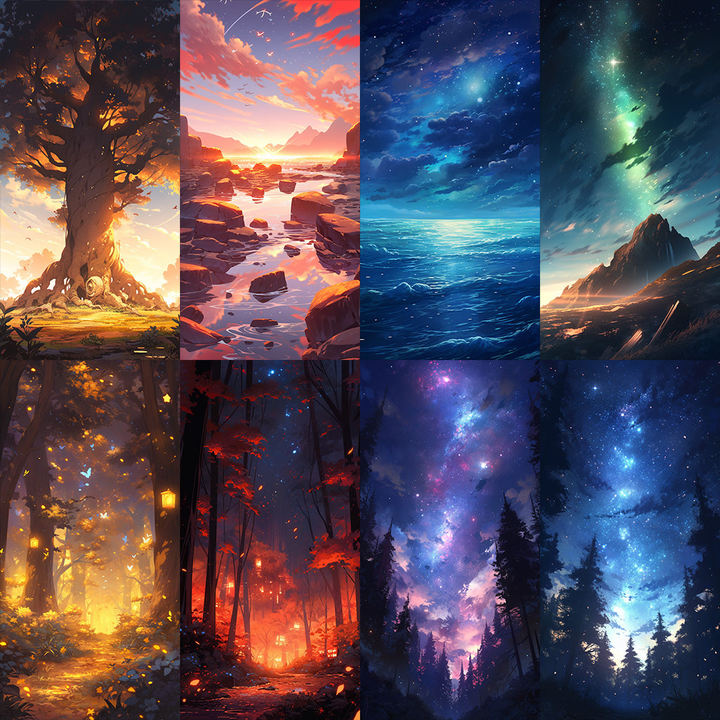Nature 100 background illustrations (Portrait)