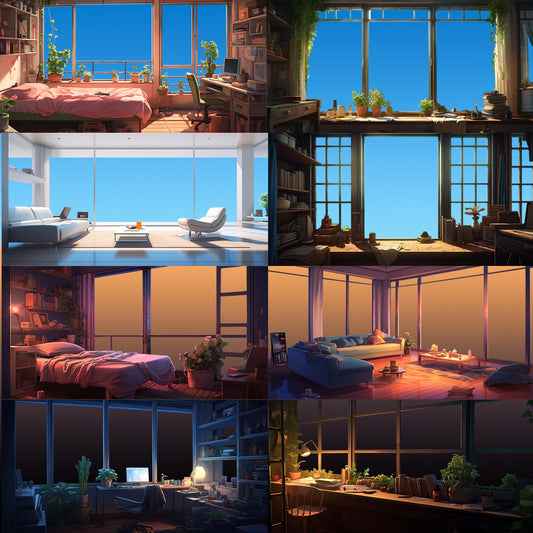 仅有窗户的透明房间插图