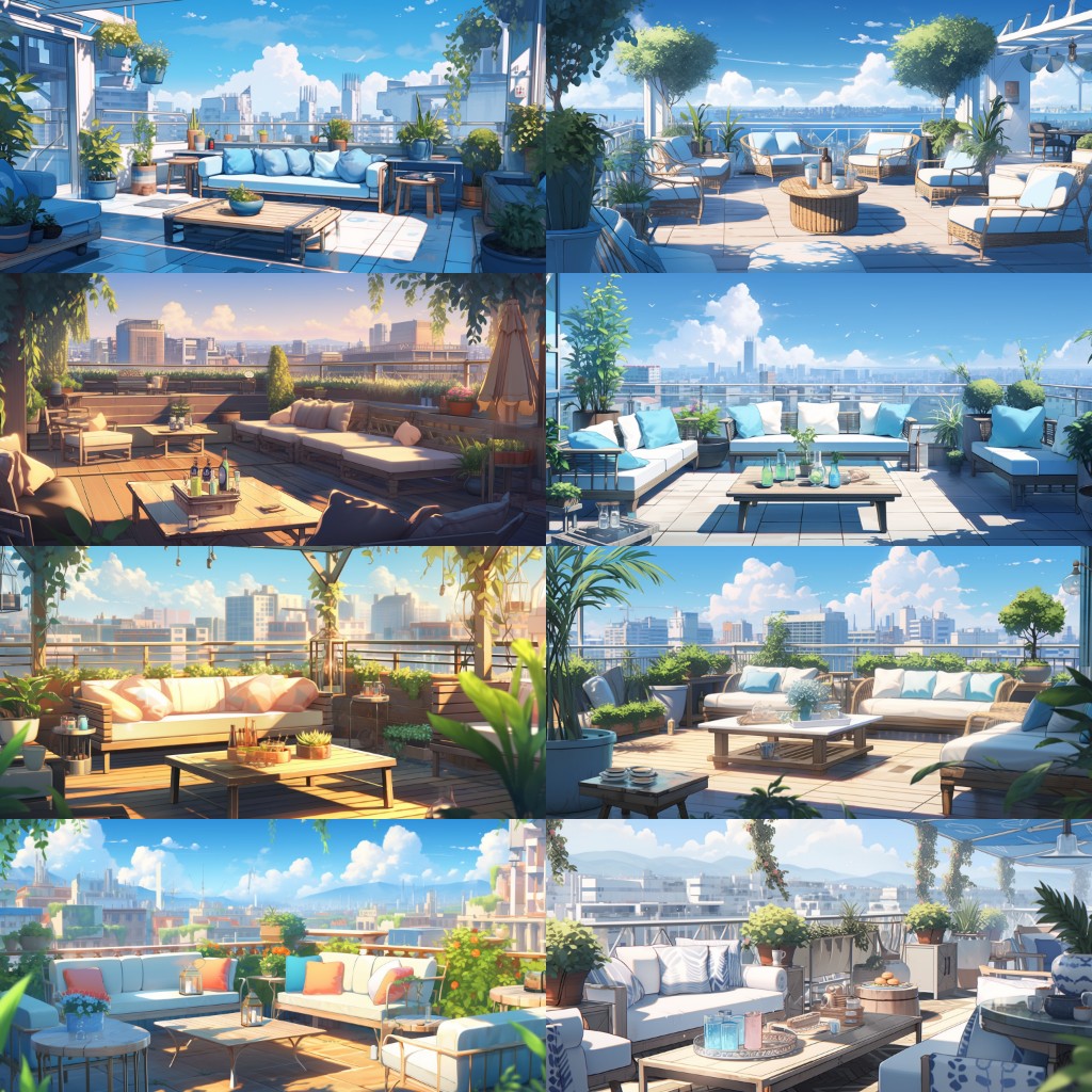 Rooftop 100 background illustrations