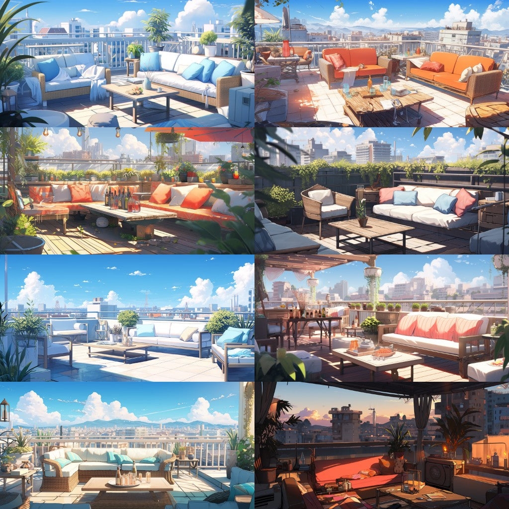 Rooftop 100 background illustrations