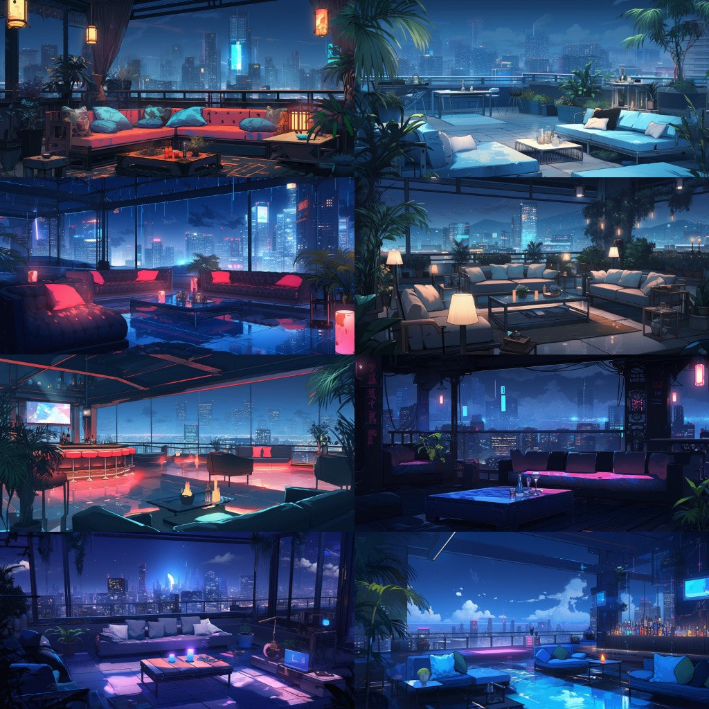 Rooftop 100 background illustrations