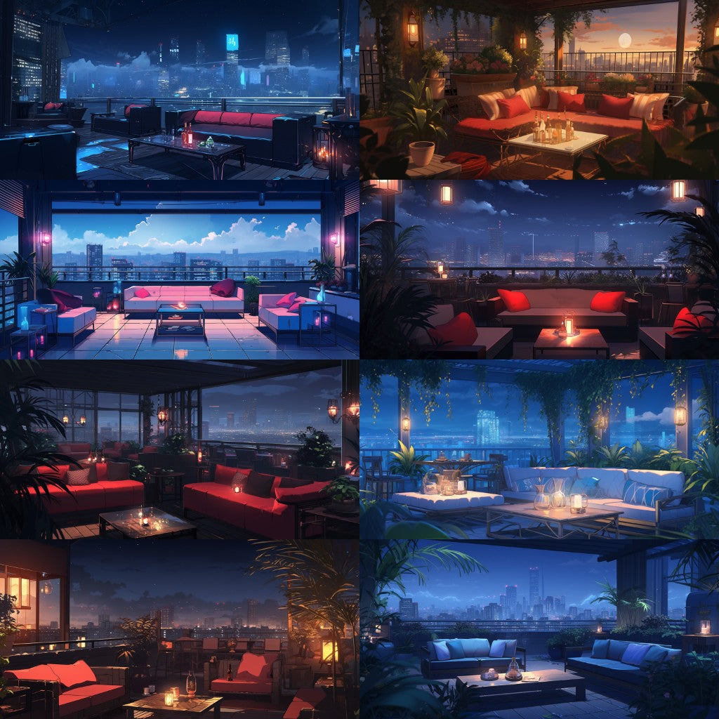 Rooftop 100 background illustrations