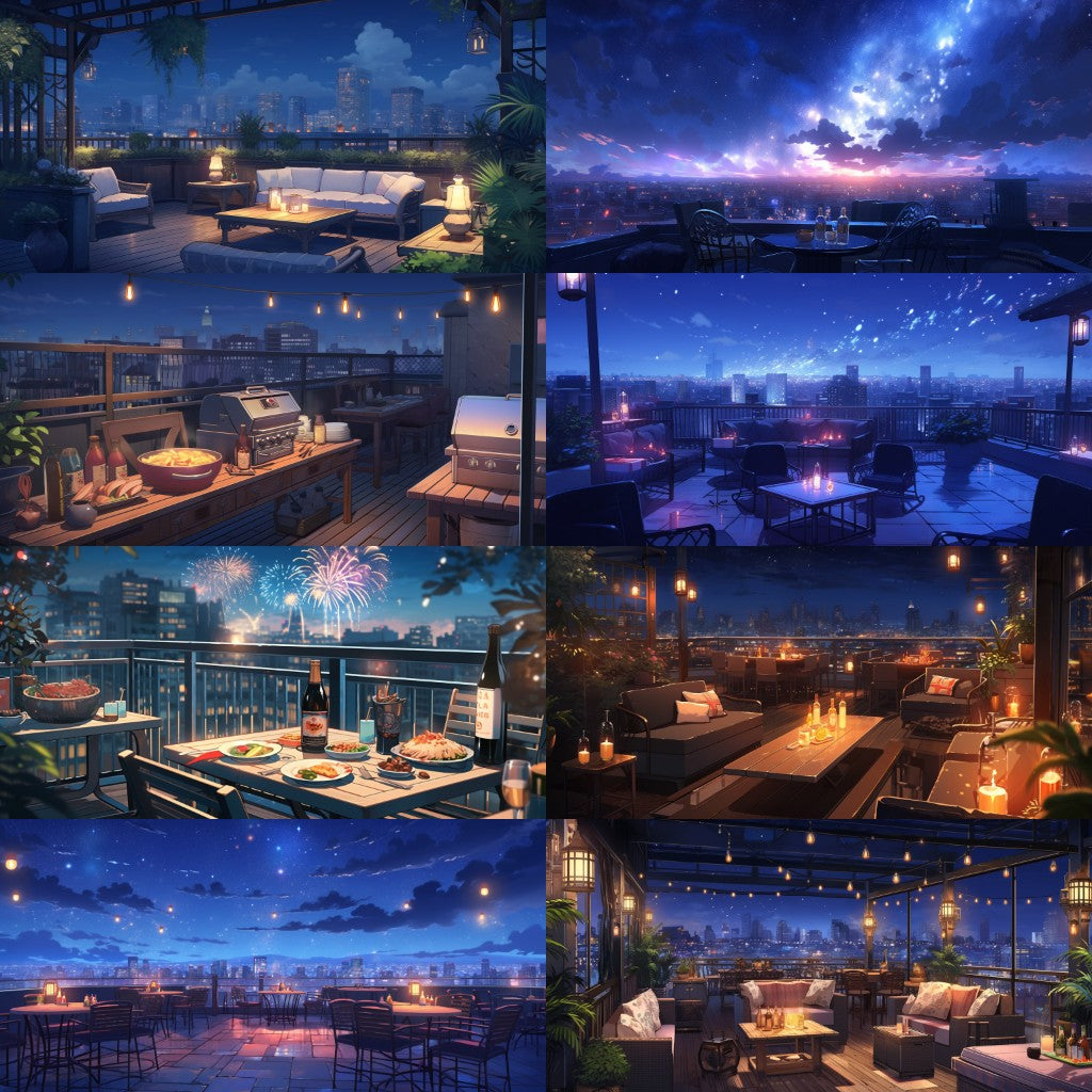 Rooftop 100 background illustrations