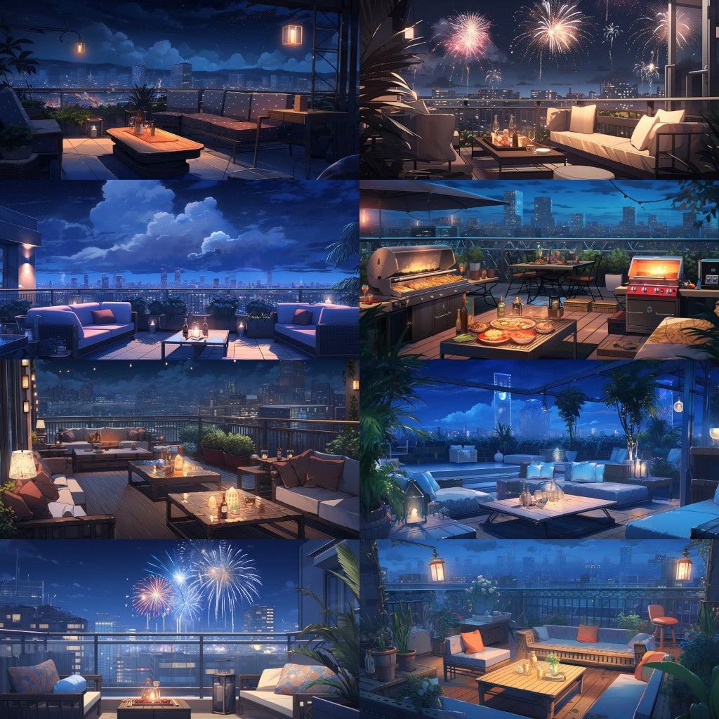 Rooftop 100 background illustrations