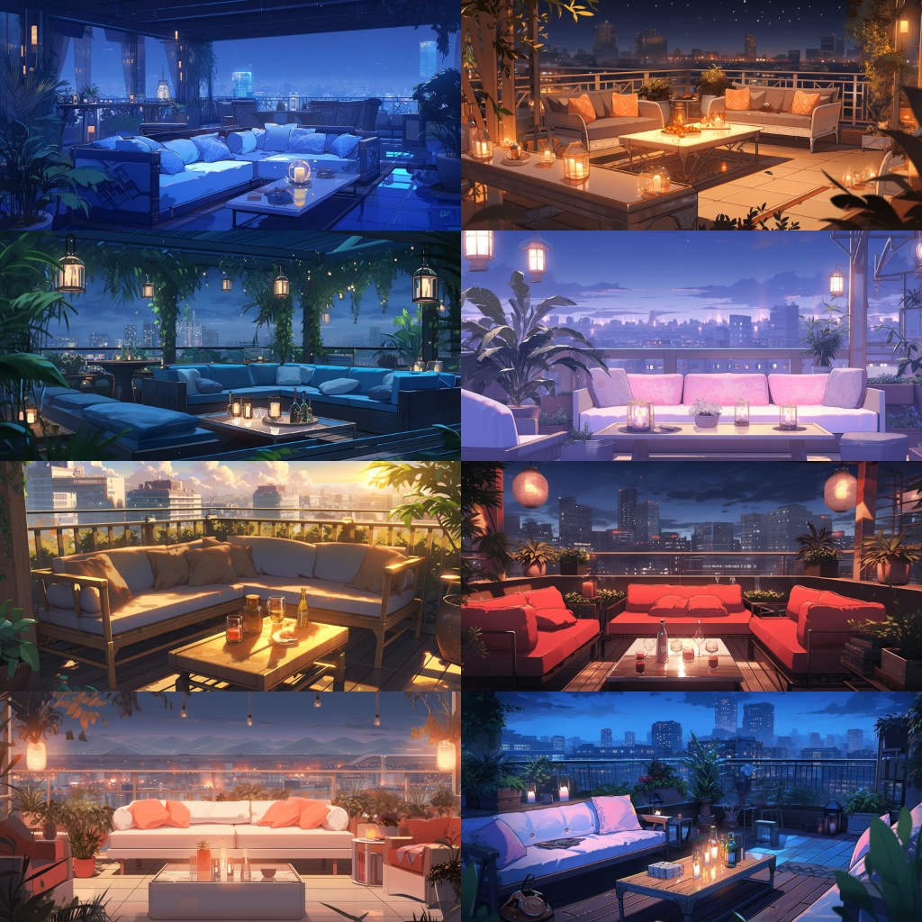 Rooftop 100 background illustrations