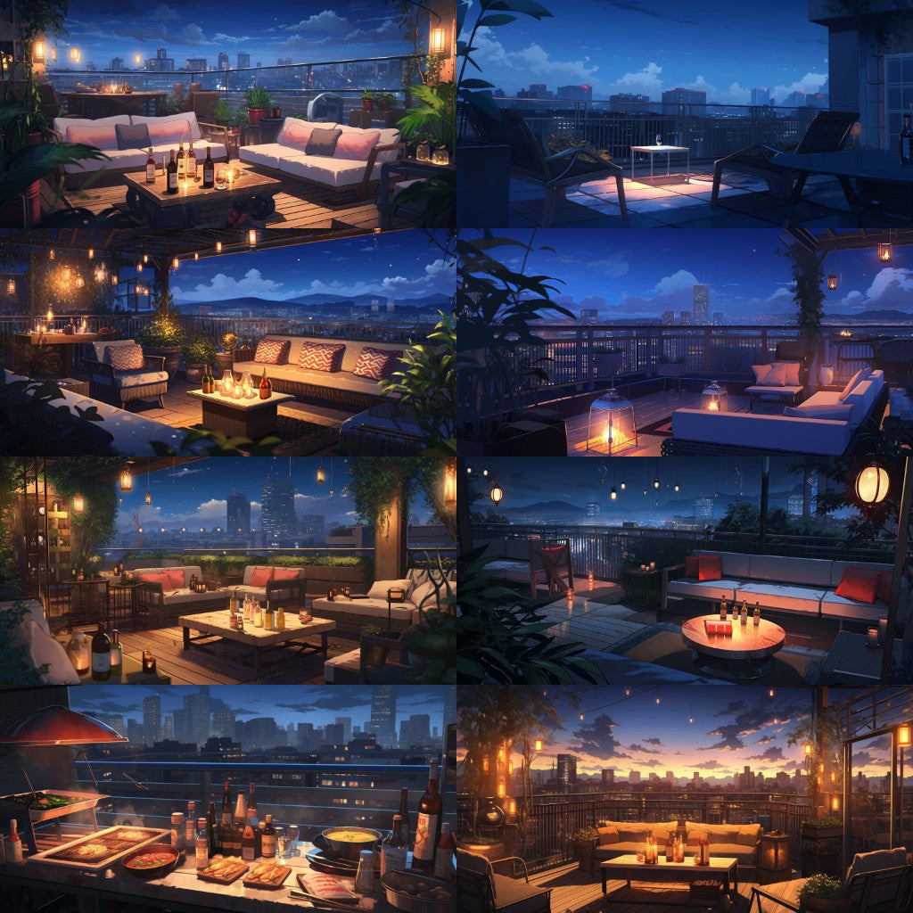 Rooftop 100 background illustrations