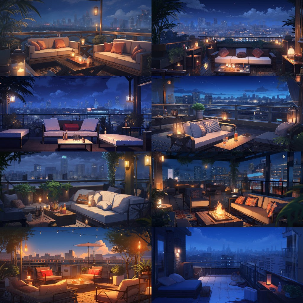 Rooftop 100 background illustrations