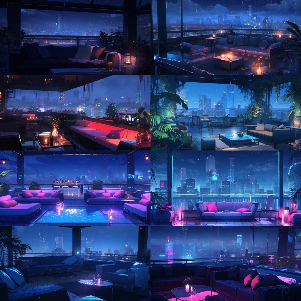 Rooftop 100 background illustrations