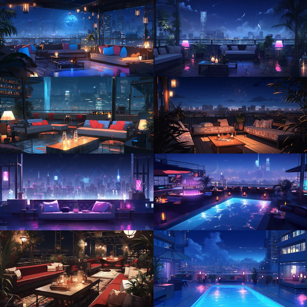 Rooftop 100 background illustrations