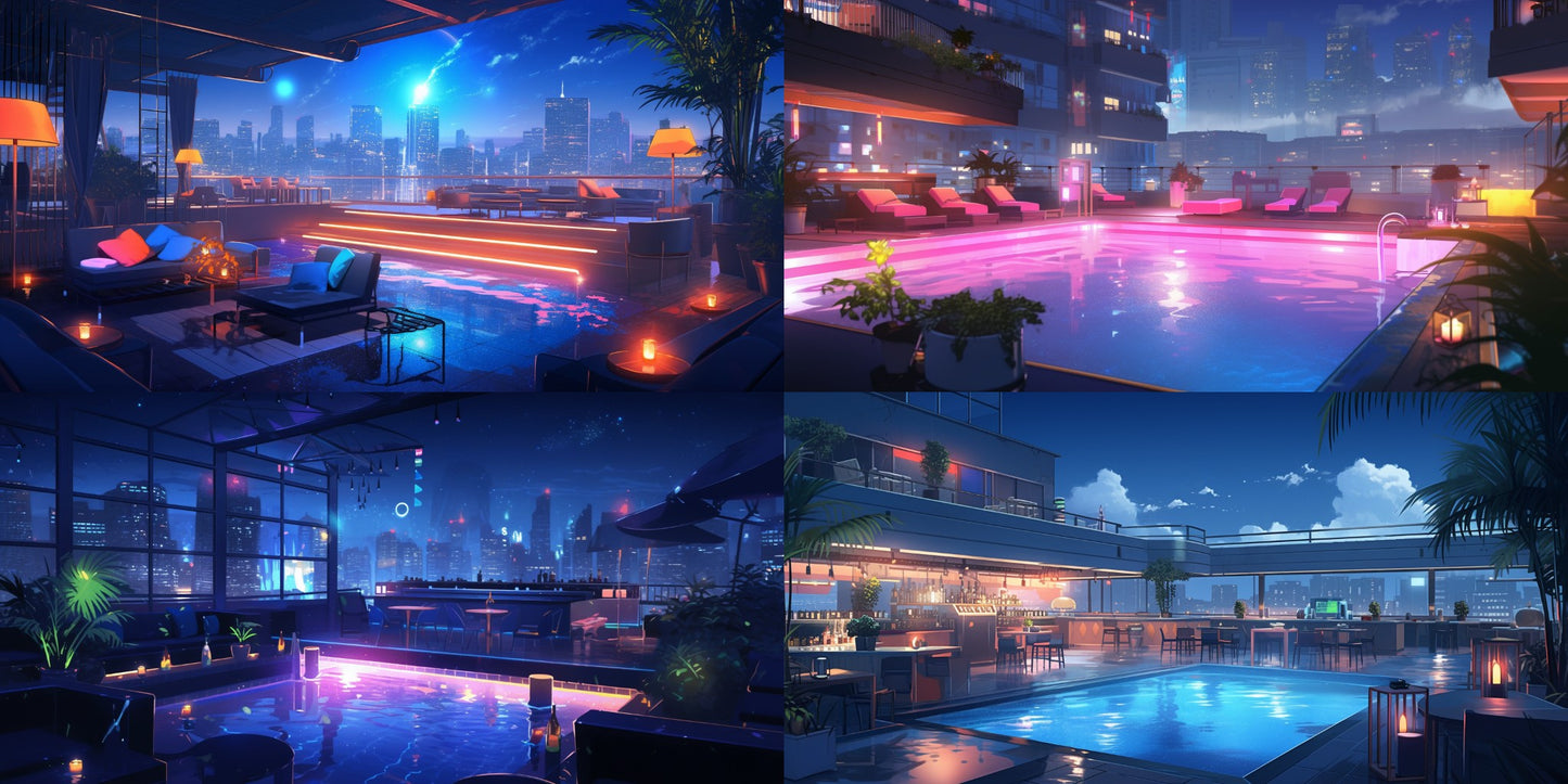 Rooftop 100 background illustrations