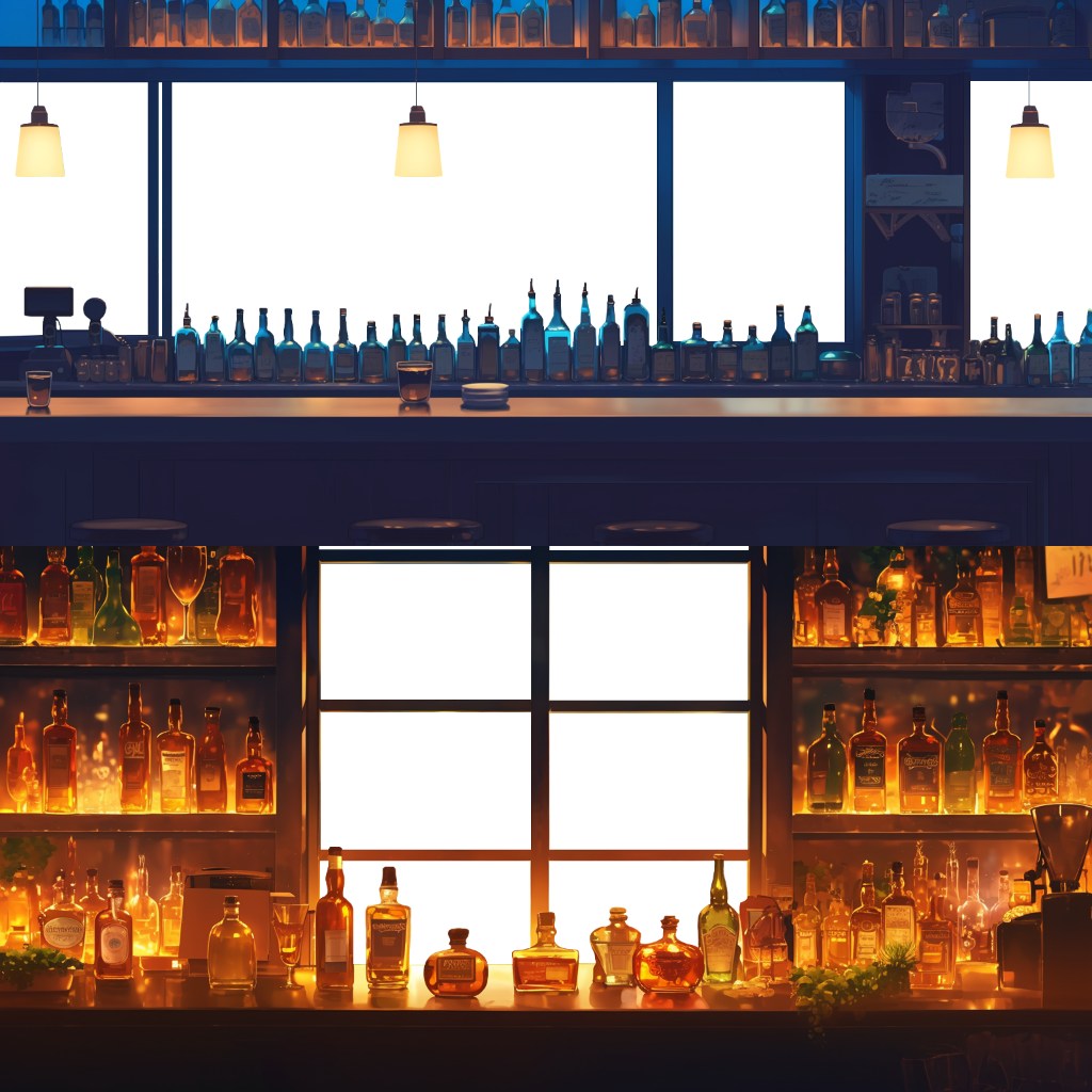 Window Only Transparent Night Room Illustrations