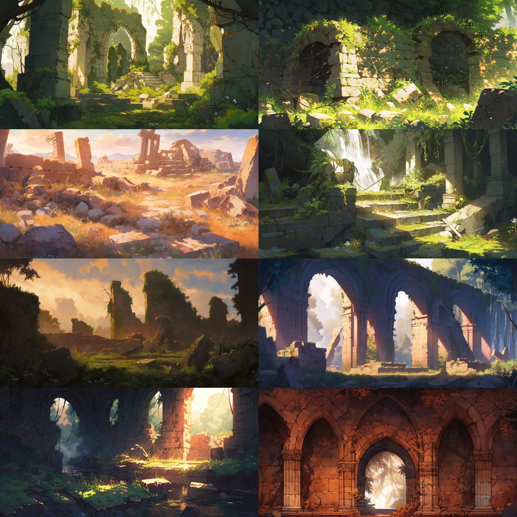 Ruins 130 background illustrations