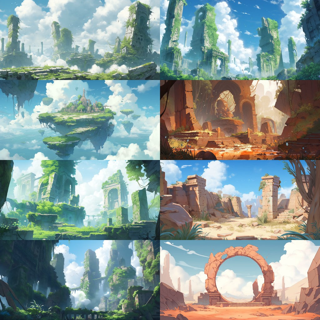 Ruins 130 background illustrations