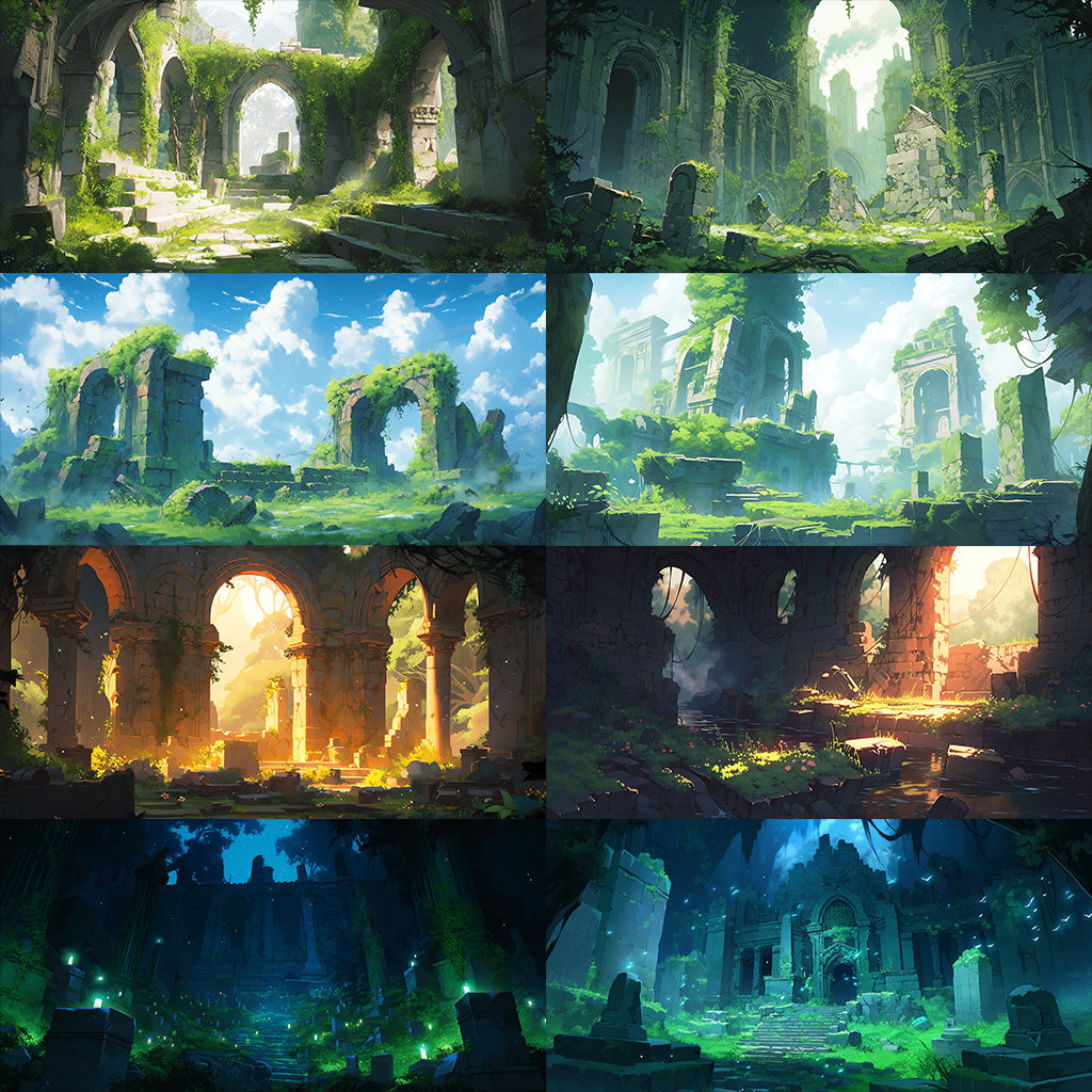 Ruins 130 background illustrations