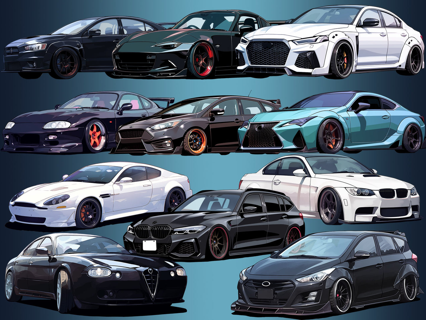 Car 50 Illustrations (Transparent PNG)