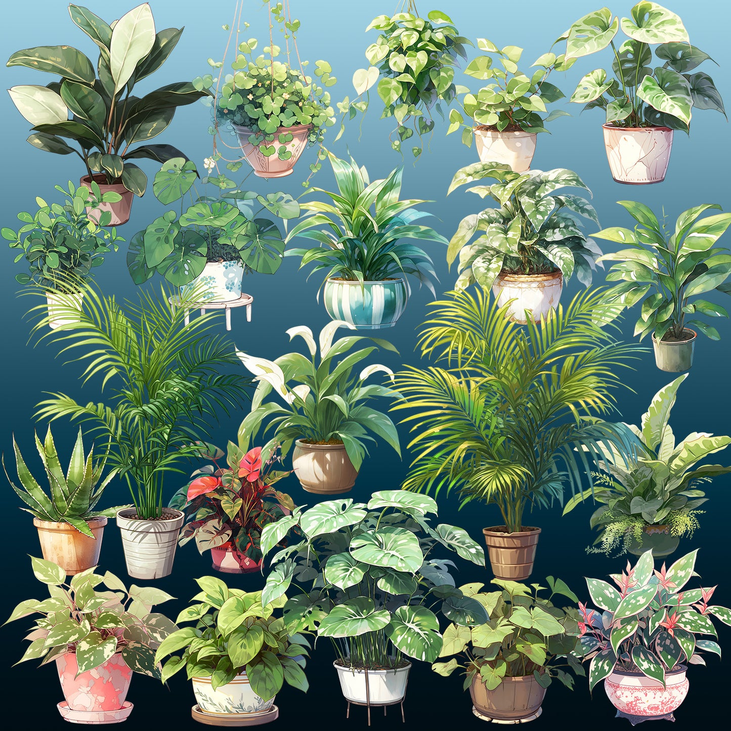 室内植物 50 幅插图(透明 PNG)