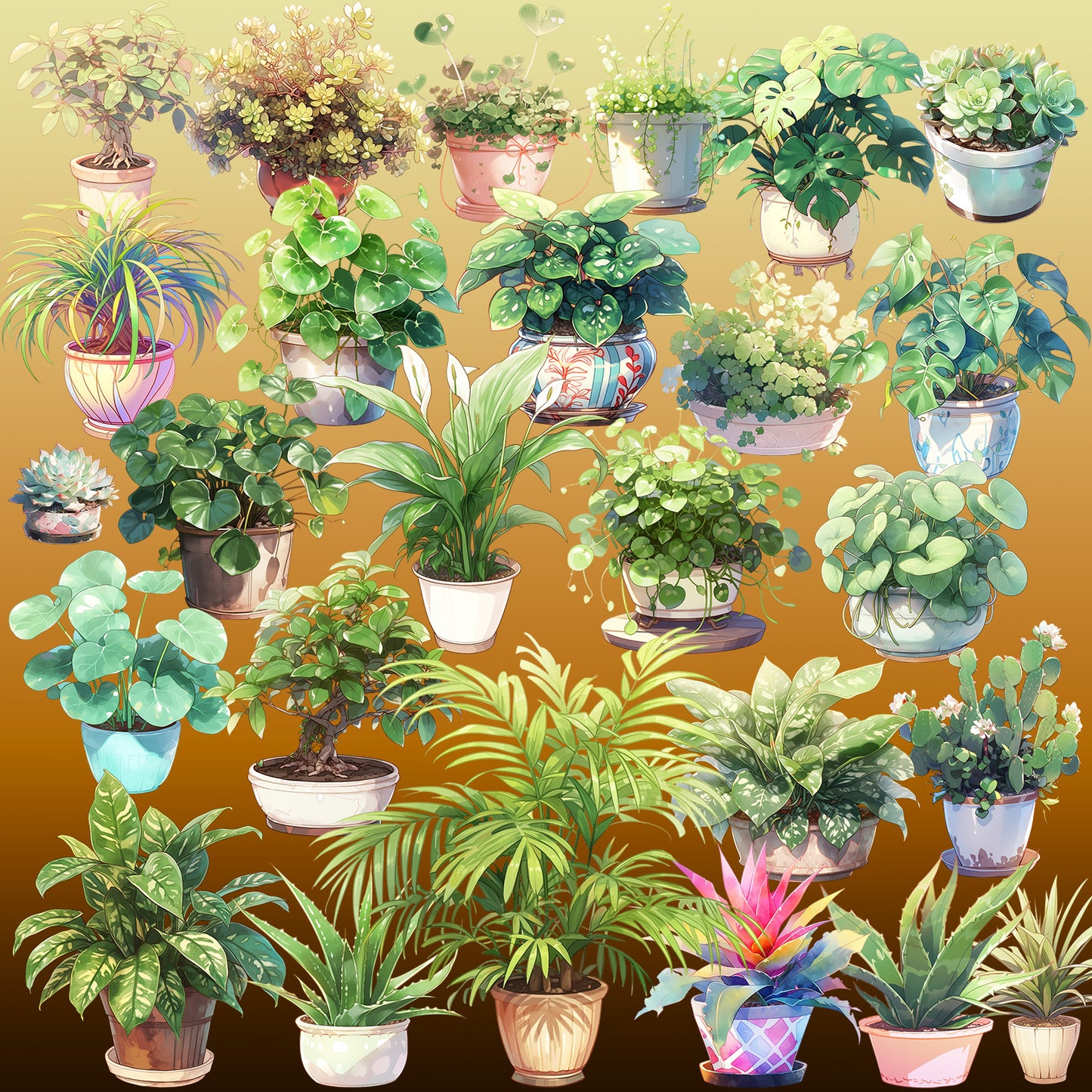 室内植物 50 幅插图(透明 PNG)