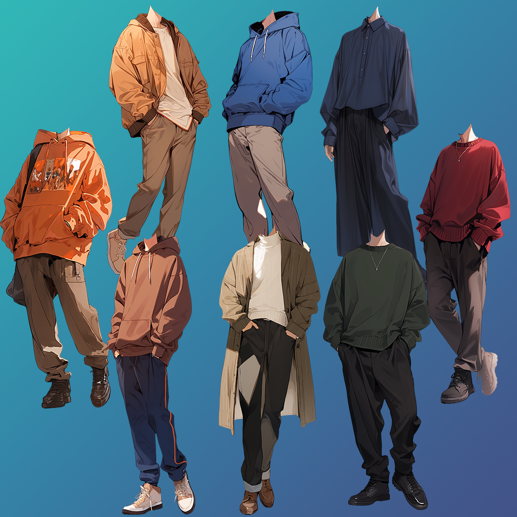 Autumn clothes 50 standing illustration (Male)
