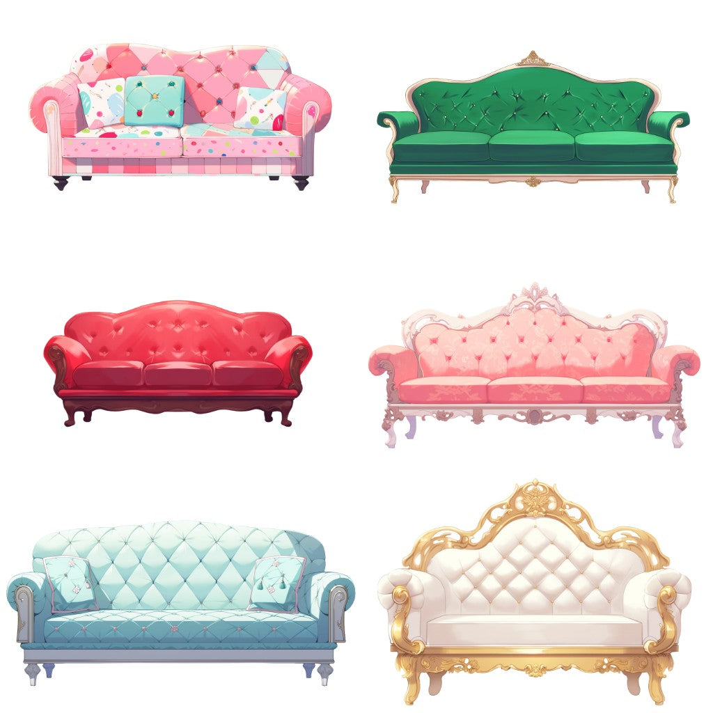 Sofa 55 Illustrations (Transparent PNG)