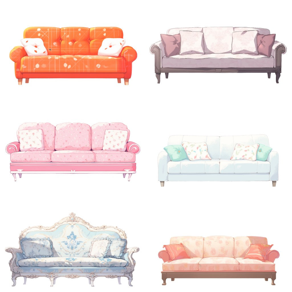 Sofa 55 Illustrations (Transparent PNG)