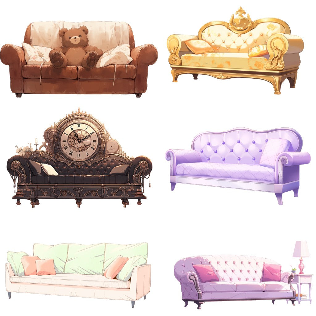 Sofa 55 Illustrations (Transparent PNG)