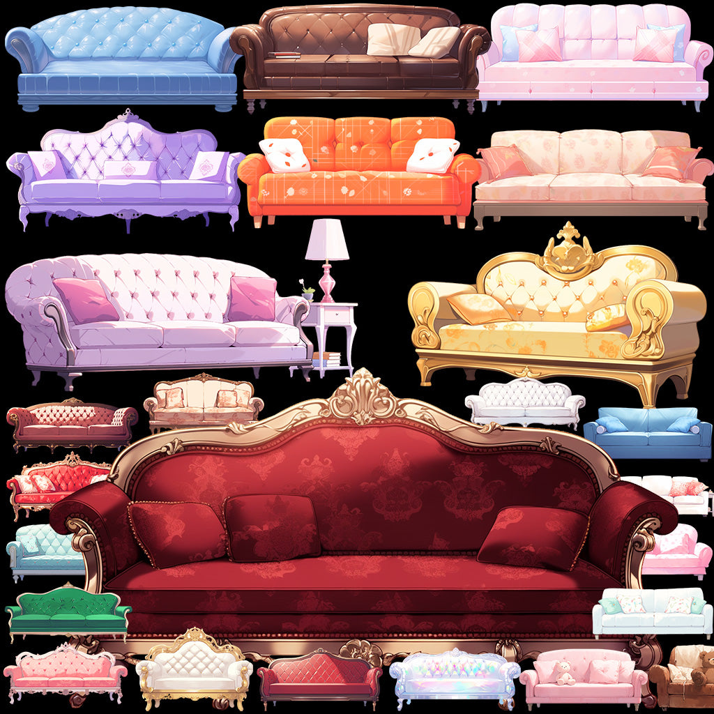 Sofa 55 Illustrations (Transparent PNG)