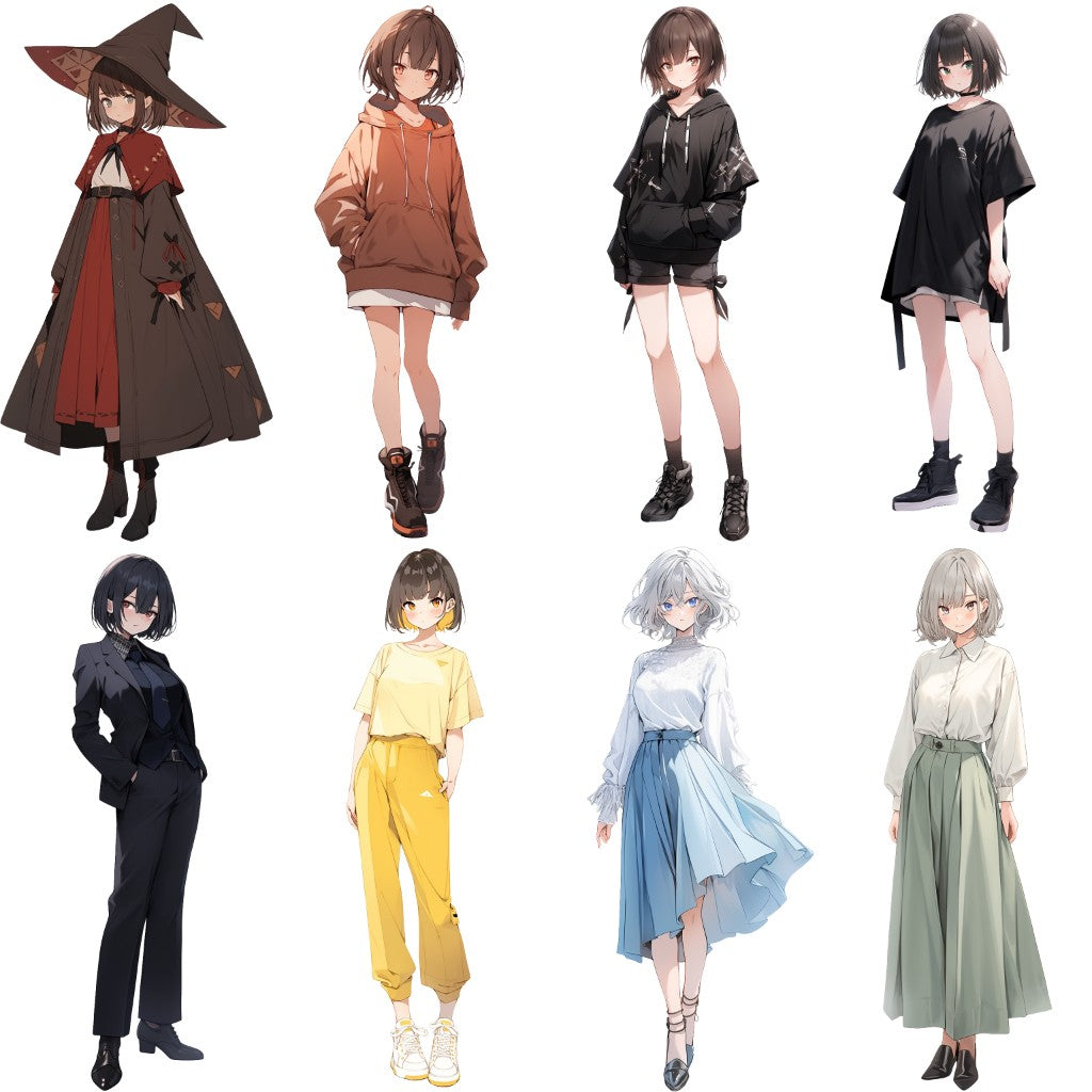 Spring clothes 50 standing illustration (Female Full-body)