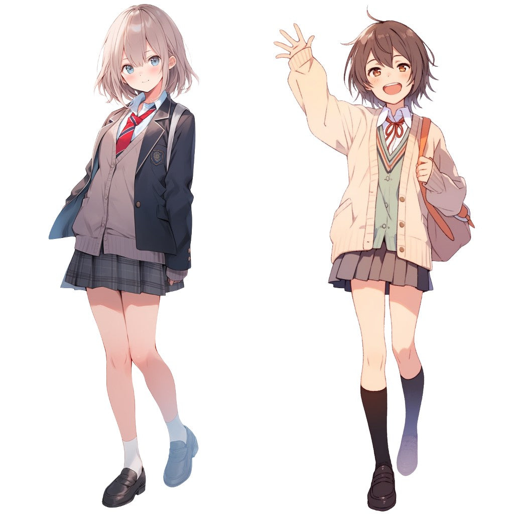 Spring clothes 50 standing illustration (Female Full-body)