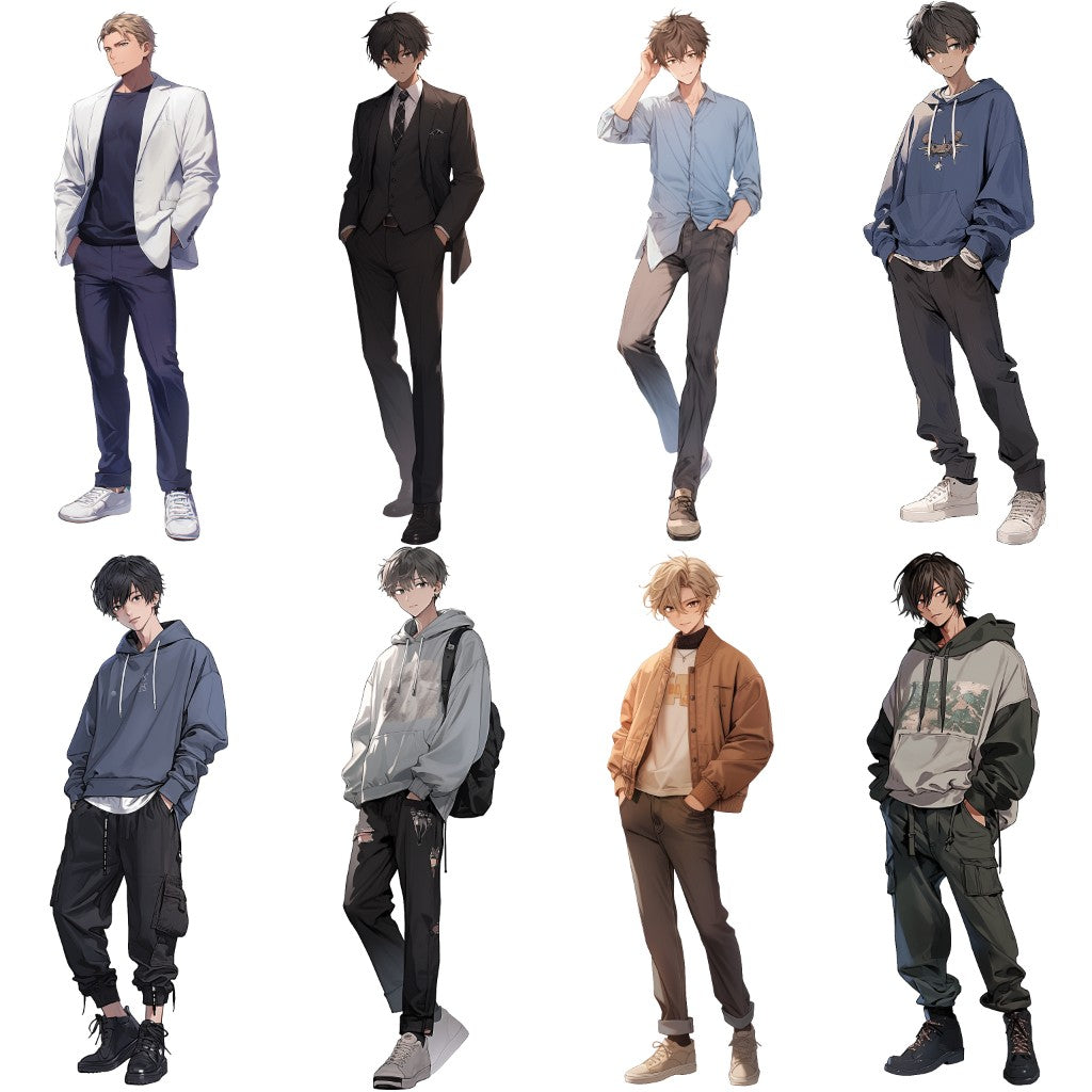 Spring clothes 50 standing illustration (Male Full-body)