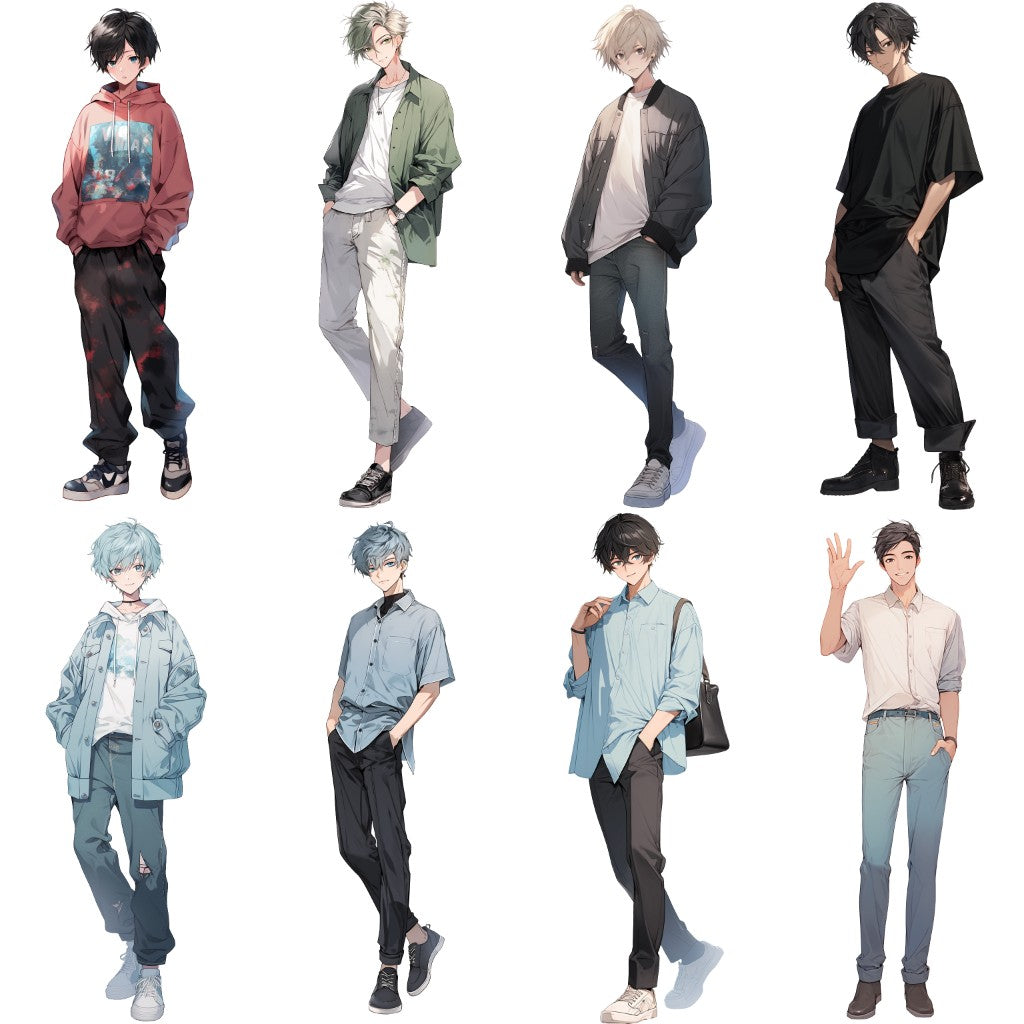 Spring clothes 50 standing illustration (Male Full-body)
